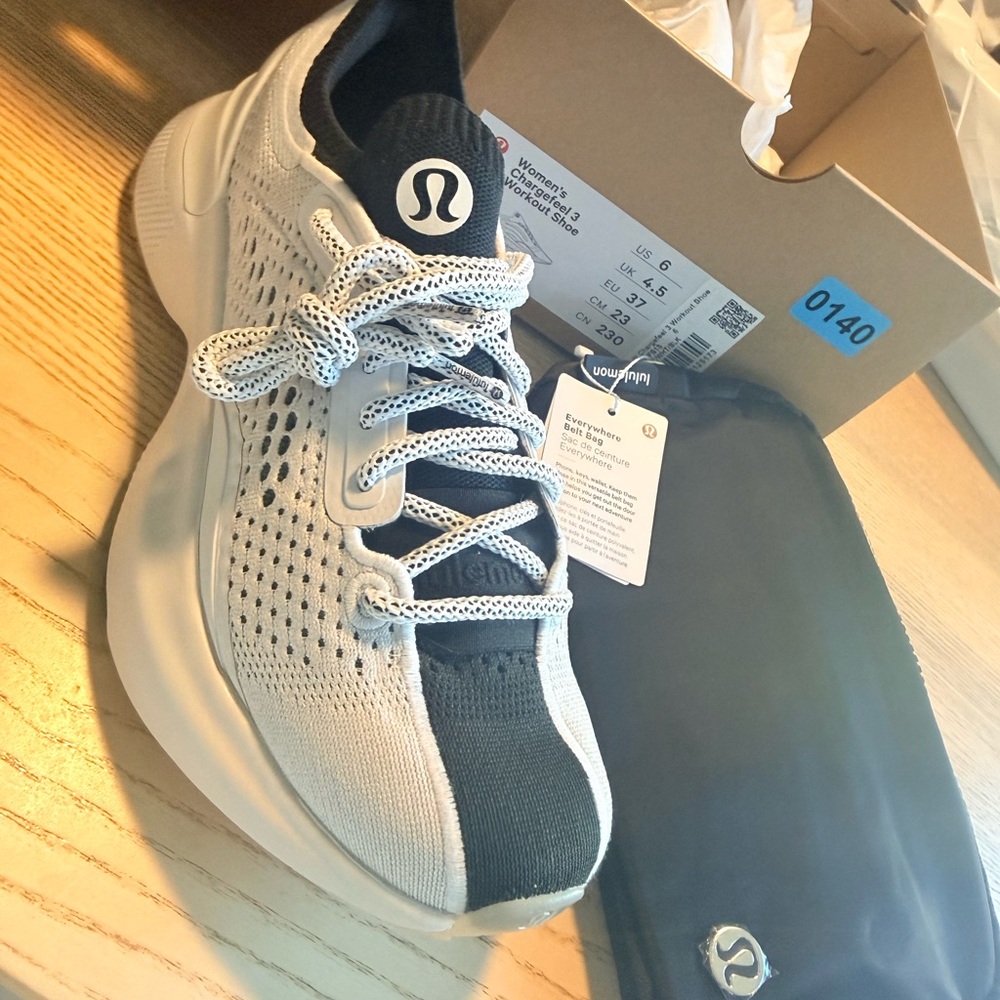 Lululemon Women's Chargefeel 3 Workout Shoe in a white and black (6W) SOLD